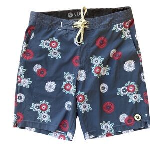 Vuori Blue Floral Men Swim Board Shorts